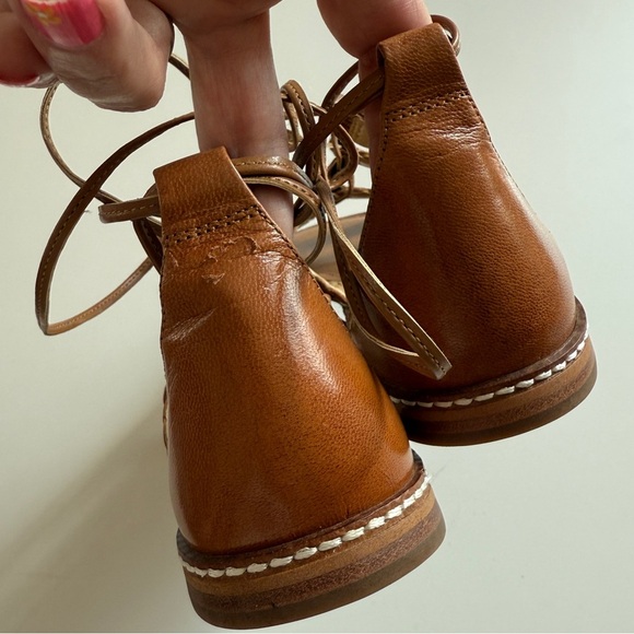 Michael Kors Camel Tie Ankle Wrap Braided Sandal Cognac 8.5 Women’s Braided - Picture 8 of 10